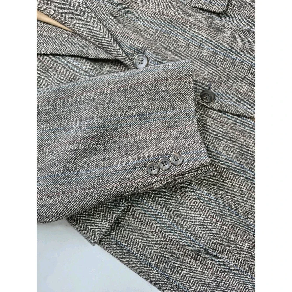 Haggar Imperial Vintage 41R Gray Wool Blazer 2 Button Sport Coat Herringbone USA